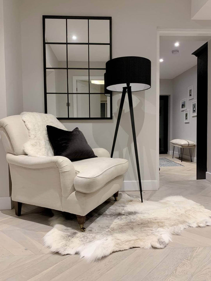 KJG_Home Rare Breed Light Toned White/ Grey/ Beige Nordic Reindeer Hide Rug